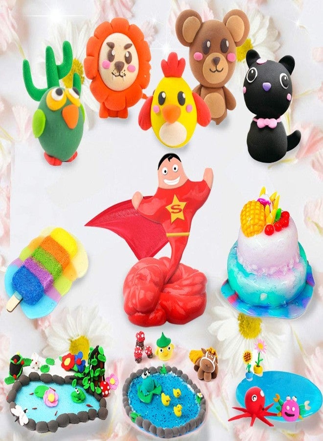 Firstly Traders DIY Jelly Kit with 6 Crystal Slime and 60 Air Dry Clay Combo with Free Glitter and Modelling Tools for Kids Boys and Girls for Science Fun Activities and Toys - Image 4